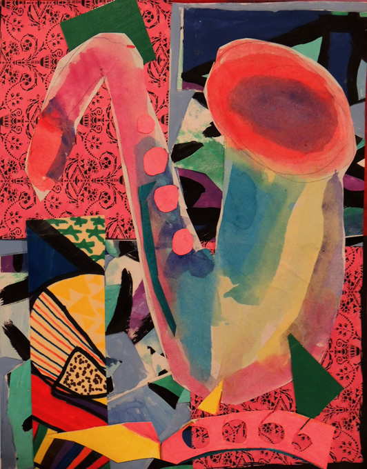 Mardi Gras Paper Collage 9X11